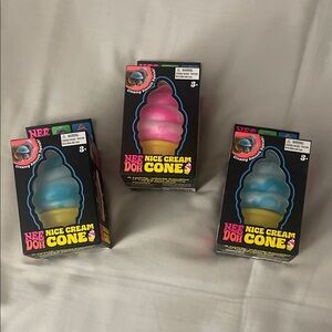 Nice Cream Cone Toy Squishy Trio - Pink & Blue Ice Cream Cones